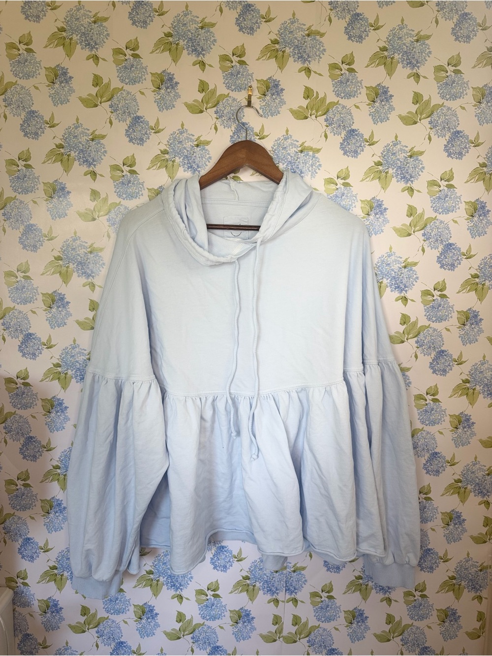 Light Blue Hooded Peplum Sweatshirt XL